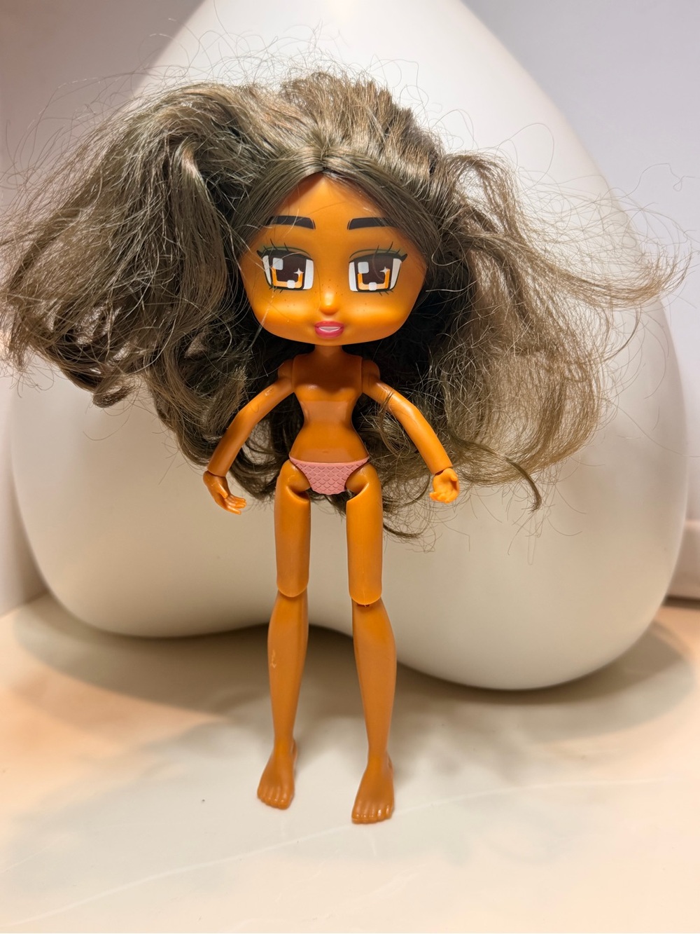 Stylish Brown-Skinned Fashion Doll with Long Brown Hair